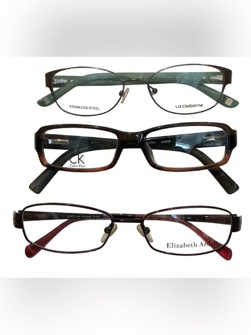 New 3 pairs lot authentic prescription designer eyeglasses frames displays
